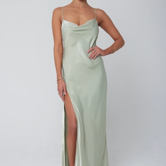 Resa river slip dress in Sage - Picture 2 of 5